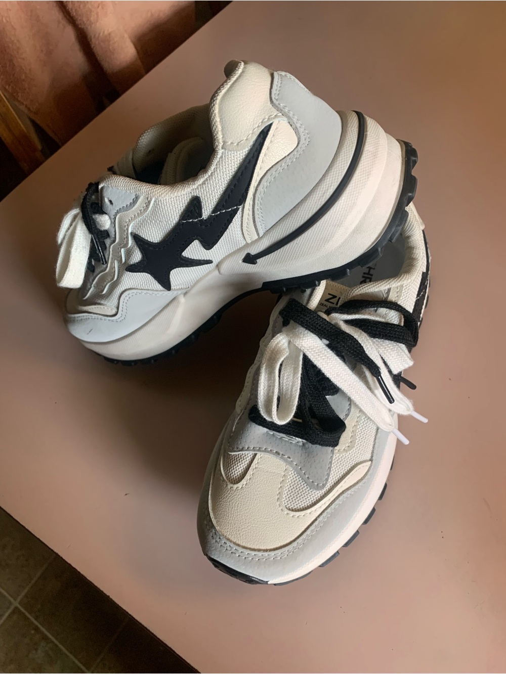 Women’s White and Black Chunky Platform Sneakers